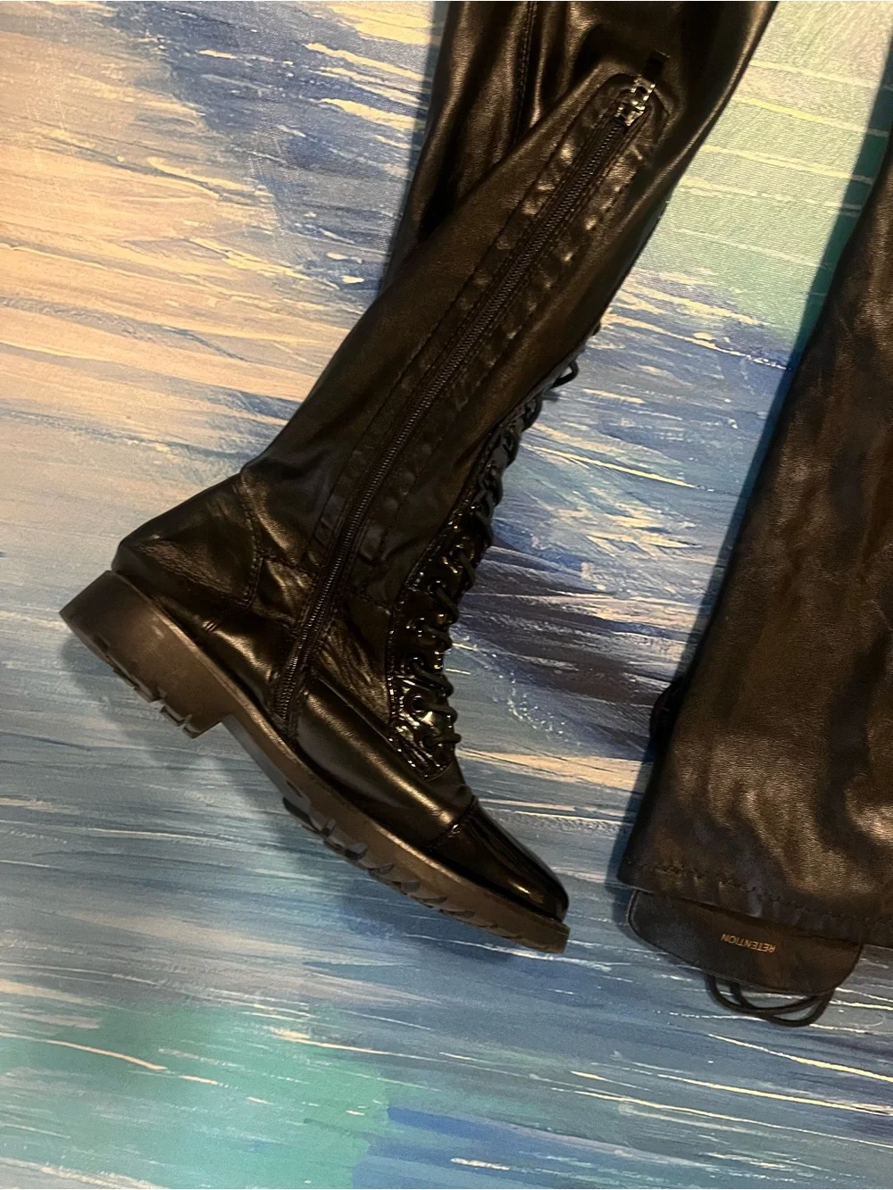 Women's Over-the-Knee Lace-Up Boots in Black